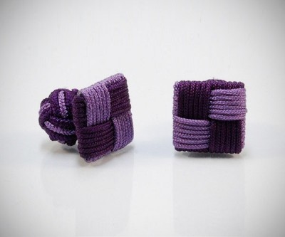 Gemelli in stoffa per camicia quadro in seta tessuto LeCuff