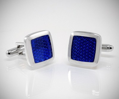 Gemelli per camicia da polso a grata smaltata nero o blu