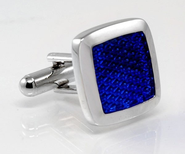 Gemelli per camicia da polso a grata smaltata nero o blu