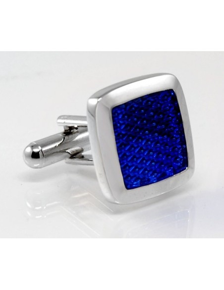 Gemelli per camicia da polso a grata smaltata nero o blu