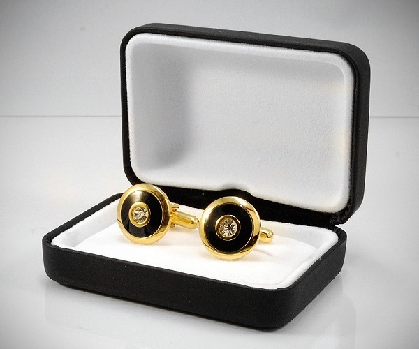 Gemelli per camicia Swarovski smaltati dorati da polso