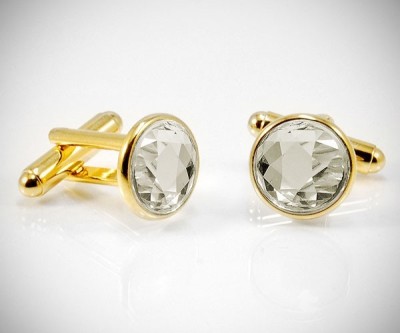 Gemelli per camicia Swarovski fumè dorati da polso