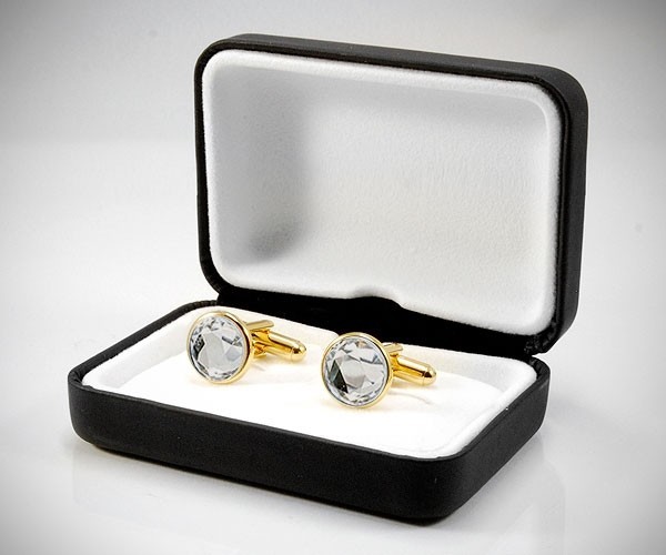 Gemelli per camicia Swarovski fumè dorati da polso