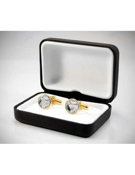 Gemelli per camicia Swarovski fumè dorati da polso