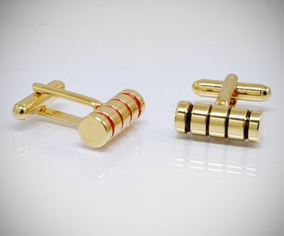 Gemelli per camicia cilindro a righe smaltate dorati