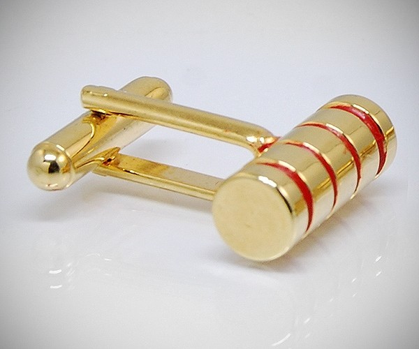 Gemelli per camicia cilindro a righe smaltate dorati