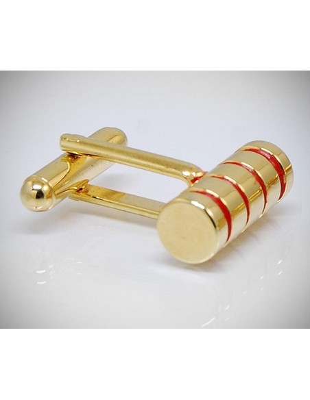 Gemelli per camicia cilindro a righe smaltate dorati