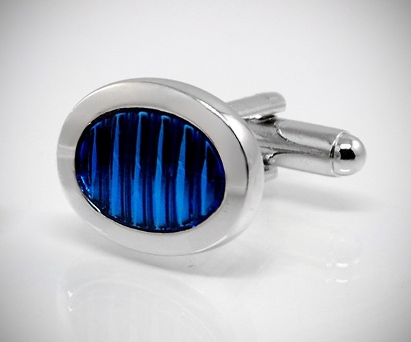 Gemelli per camicia ovali a righe smaltate da polso