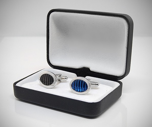 Gemelli per camicia ovali a righe smaltate da polso