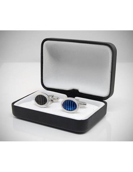 Gemelli per camicia ovali a righe smaltate da polso