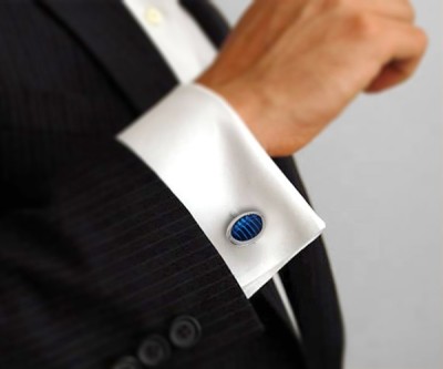 Gemelli per camicia ovali a righe smaltate da polso 2