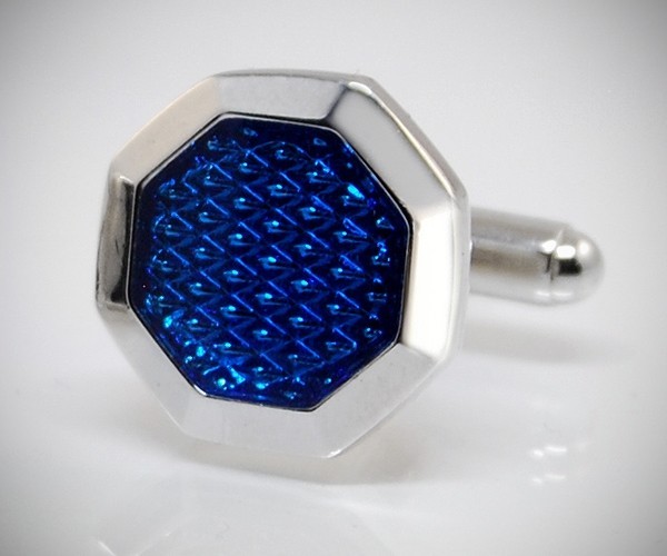 Gemelli per camicia ottagono da polso a grata smaltata