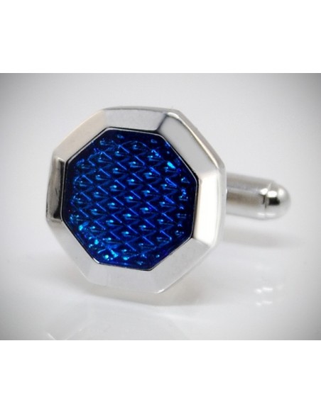 Gemelli per camicia ottagono da polso a grata smaltata