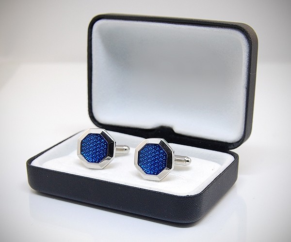 Gemelli per camicia ottagono da polso a grata smaltata