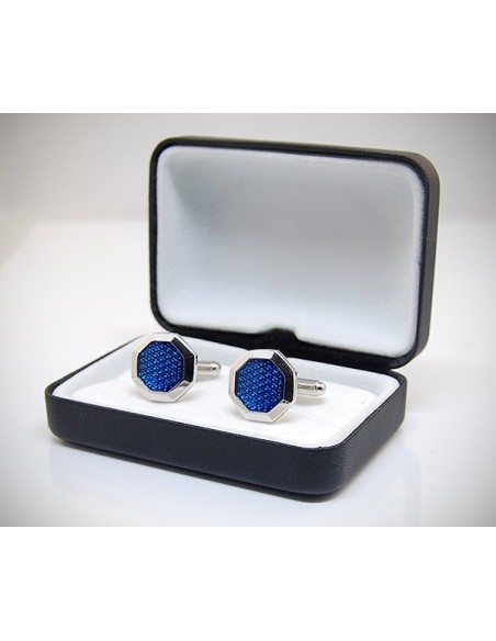 Gemelli per camicia ottagono da polso a grata smaltata