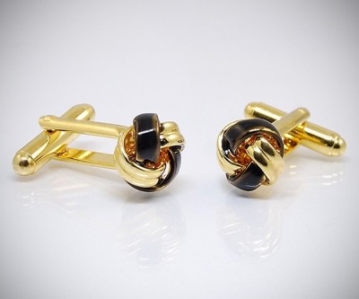 Gemelli per camicia da polso con nodo oro smaltato