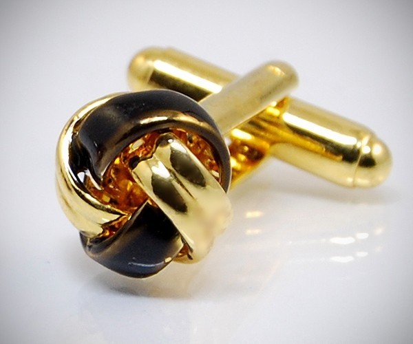 Gemelli per camicia da polso con nodo oro smaltato