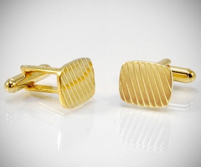 Gemelli per camicia a righe diagonali oro da polso