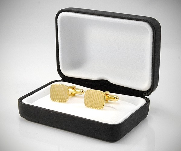 Gemelli per camicia a righe diagonali oro da polso