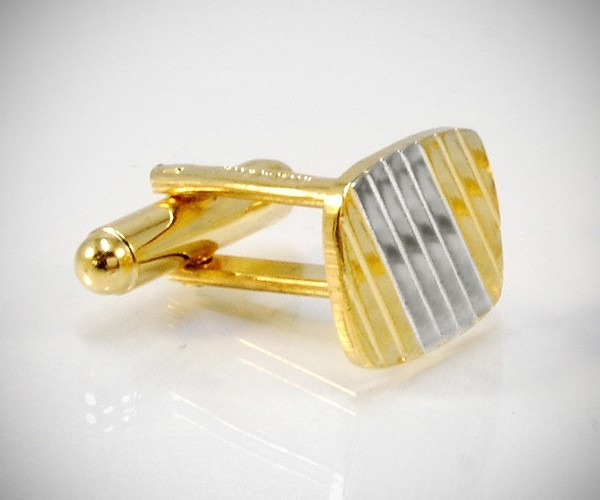 Gemelli per camicia a righe diagonali oro e argento da polso 