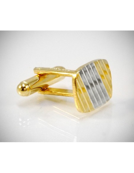Gemelli per camicia a righe diagonali oro e argento da polso 