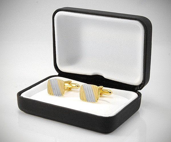 Gemelli per camicia a righe diagonali oro e argento da polso 