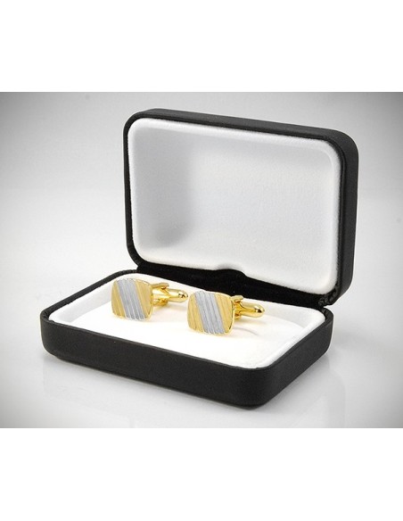 Gemelli per camicia a righe diagonali oro e argento da polso 