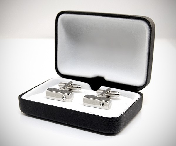 Gemelli per camicia barra quadrata con Swarovski da polso