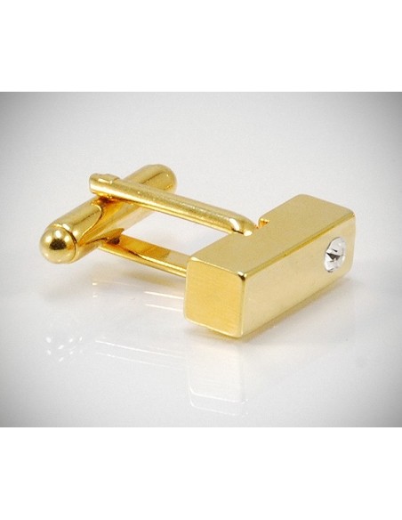 Gemelli per camicia barra quadrata Swarovski oro da polso