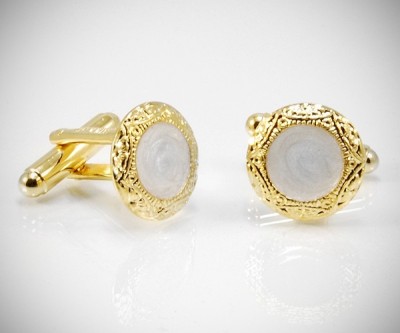 Gemelli per camicia smaltati cornice oro da polso