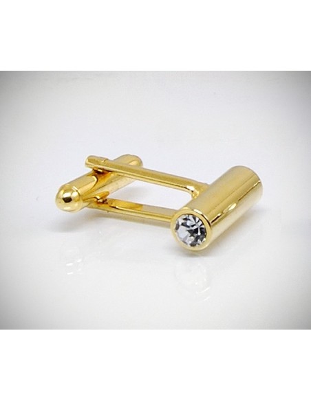 Gemelli per camicia barra tonda e Swarovski® oro da polso