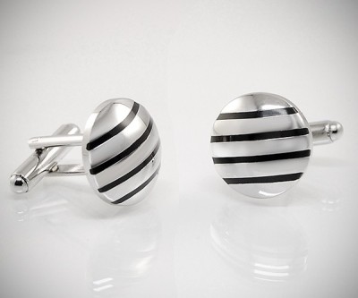 Gemelli da polso per camicia bombati a righe smaltate