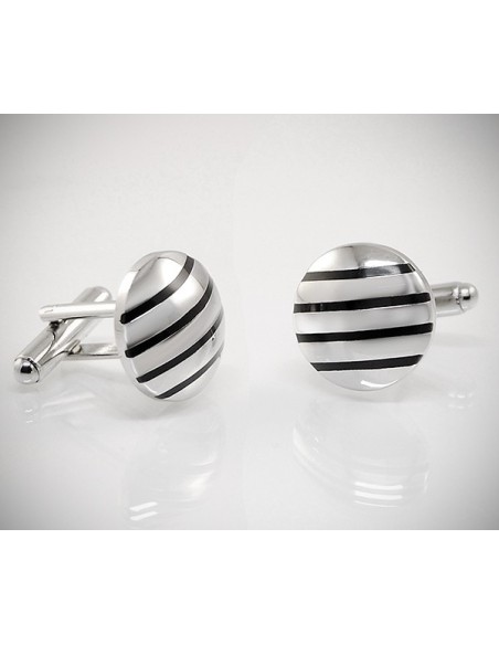 Gemelli da polso per camicia bombati a righe smaltate