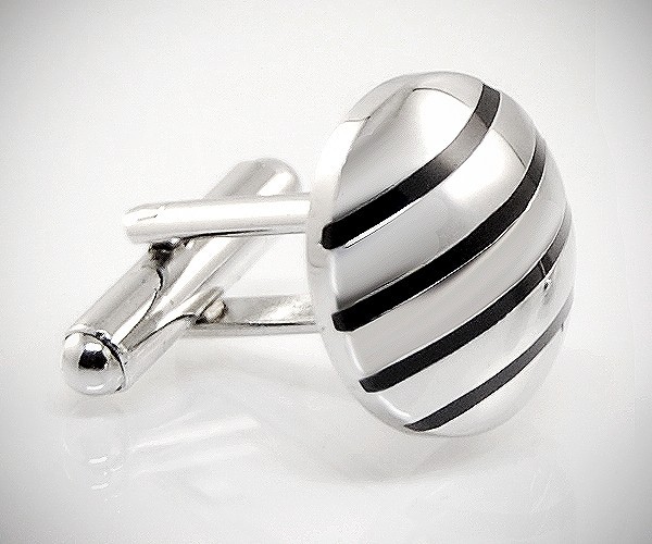 Gemelli da polso per camicia bombati a righe smaltate