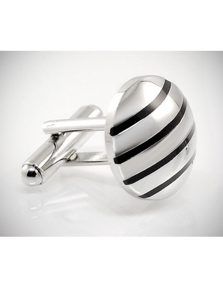 Gemelli da polso per camicia bombati a righe smaltate