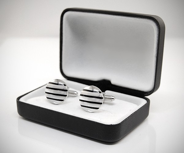 Gemelli da polso per camicia bombati a righe smaltate