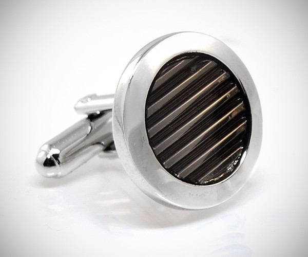 Gemelli per camicia tondi smalto a righe da polso