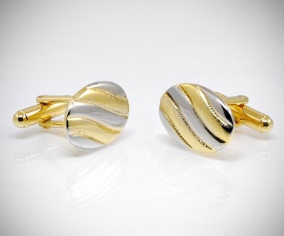 Gemelli per camicia da polso a onde oro e acciaio
