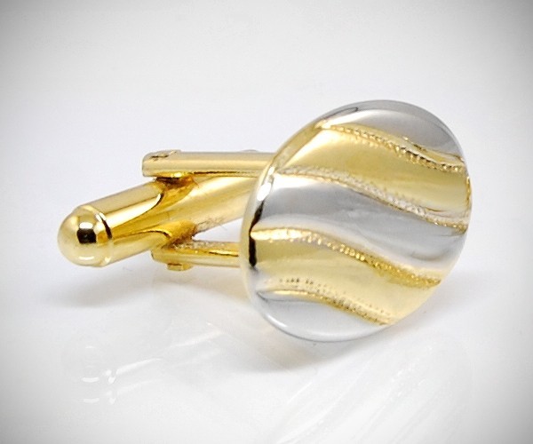 Gemelli per camicia da polso a onde oro e acciaio