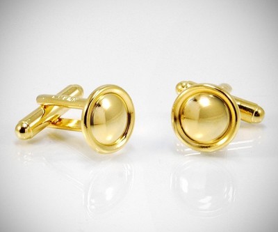 Gemelli per camicia rotondi con bordi da polso in oro