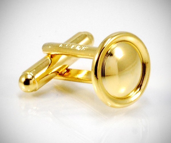 Gemelli per camicia rotondi con bordi da polso in oro