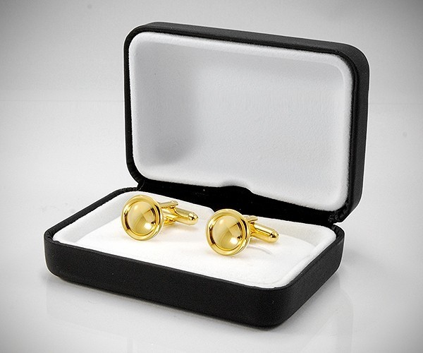 Gemelli per camicia rotondi con bordi da polso in oro