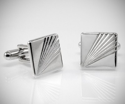 Gemelli per camicia a righe diagonali in acciaio da polso