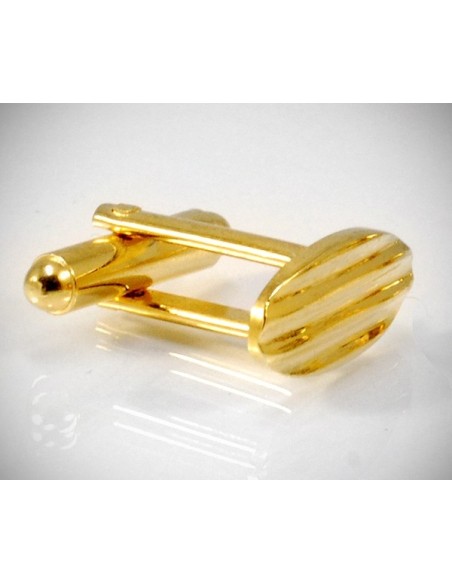 Gemelli d polso per camicia ovalini a righe in oro