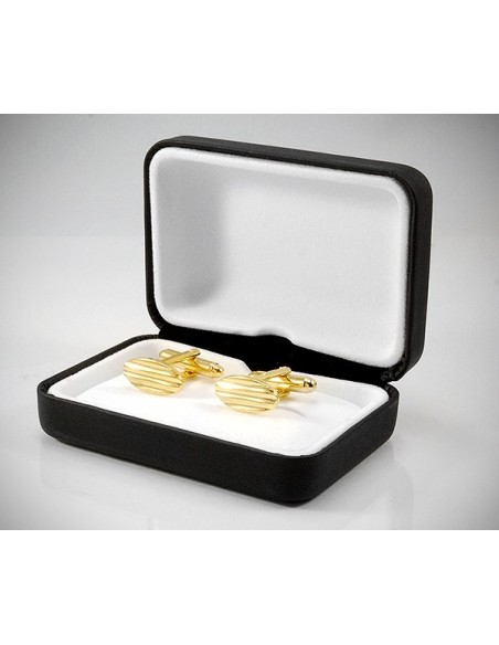 Gemelli d polso per camicia ovalini a righe in oro