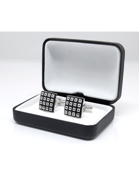 Gemelli per camicia da polso quadrettini smalto nero