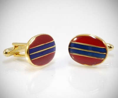 Gemelli per camicia ovali regimental da polso dorati