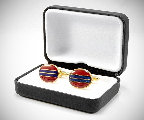 Gemelli per camicia ovali regimental da polso dorati