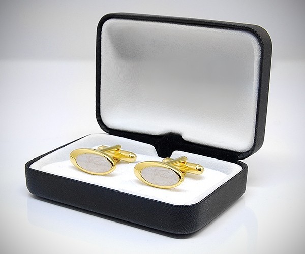 Gemelli per camicia ovale smalto in oro da polso