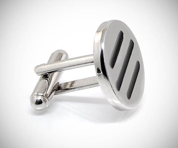 Gemelli per camicia da polso tre righe nere